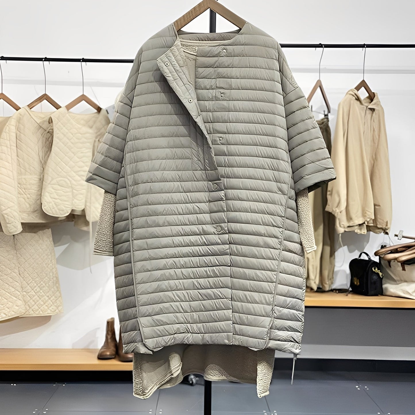 ModeGeist | Lässiger Übergroßer Mantel mit Knöpfen für Frauen