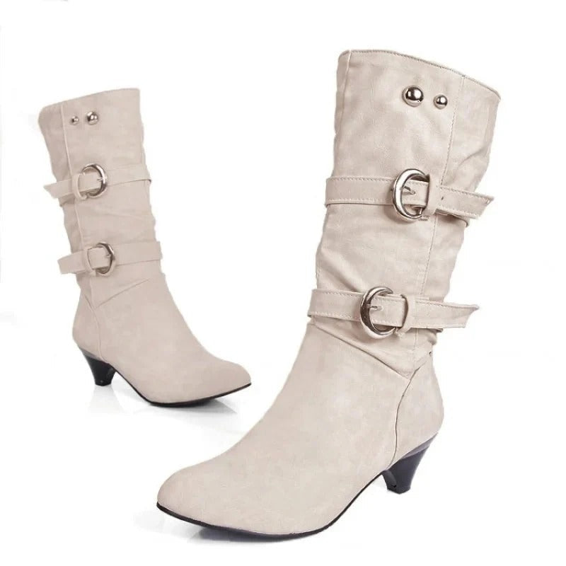 Mathilda Damen-Leder-High Heels im romantischen Stil