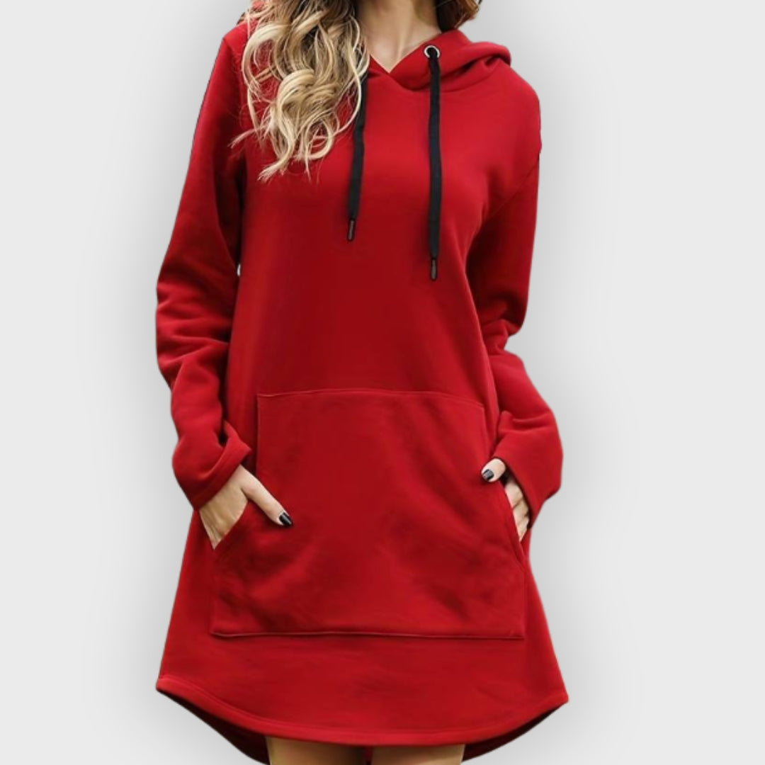 ModeGeist | Kapuzenpullover Kleid mit Kapuze und Kängurutasche