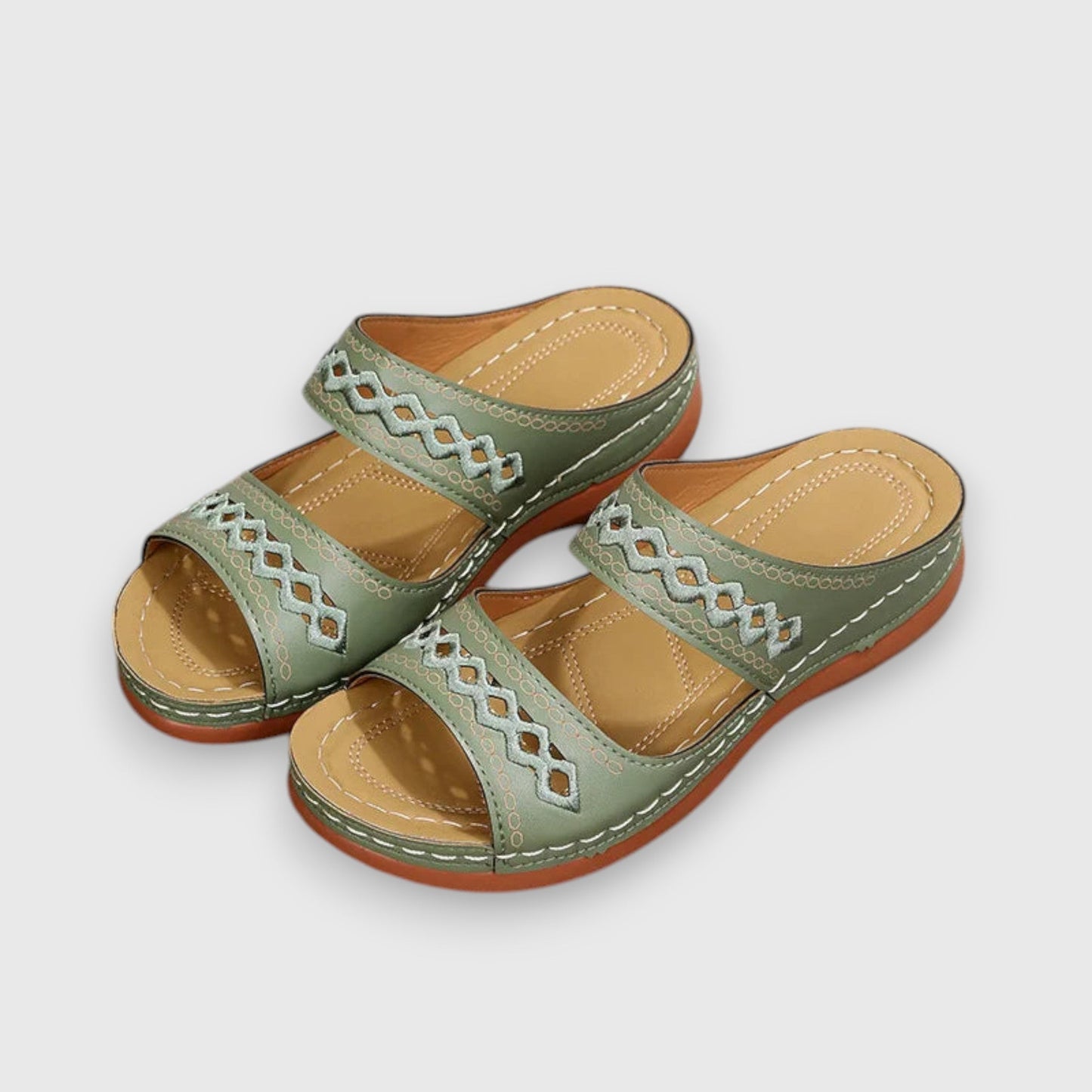 MODEGEIST Damen Sandalen Wide-Fit verstellbare Riemen beige