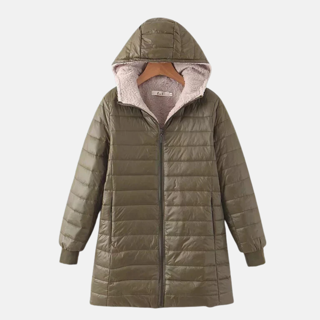 ModeGeist | Steppjacke - Mittellang - Lockere Passform - Fleece-Futter - Kapuze