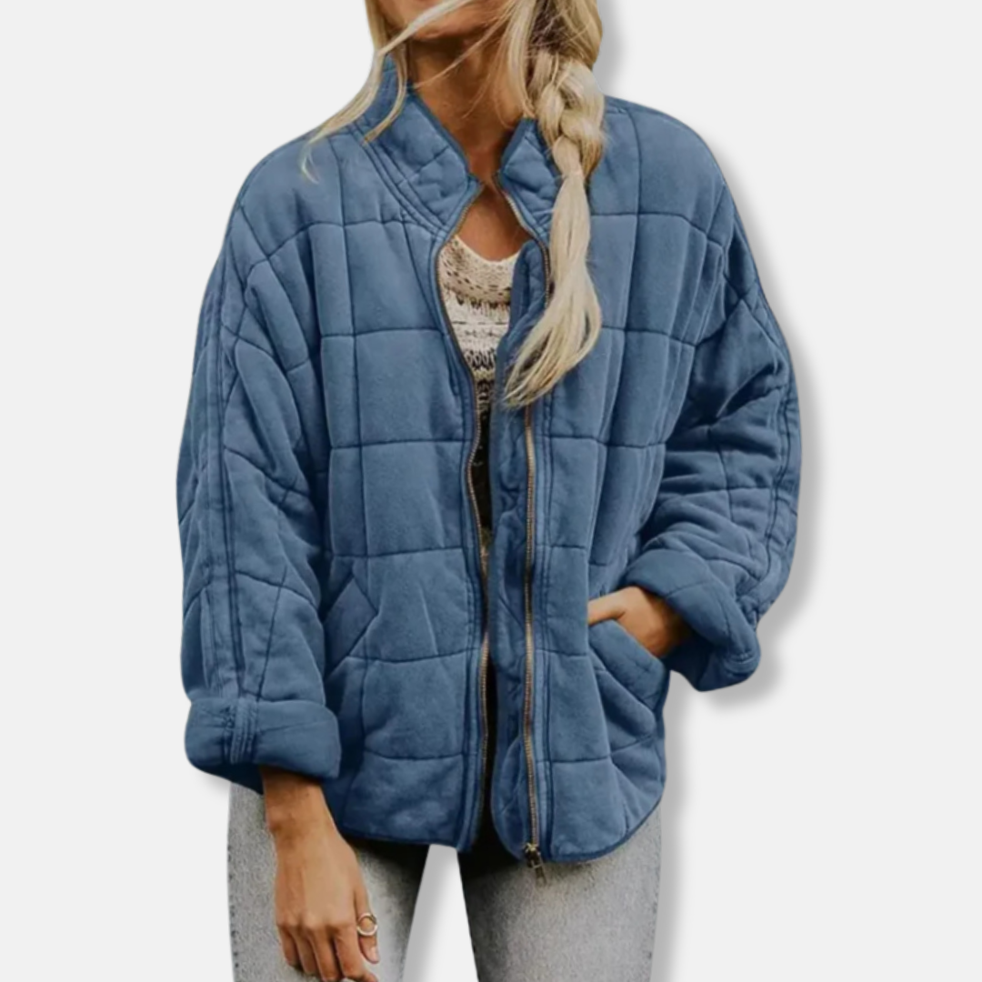 ModeGeist | Steppjacke - Oversized Fit - Stehkragen - Lange Ärmel - Reißverschlussverschluss