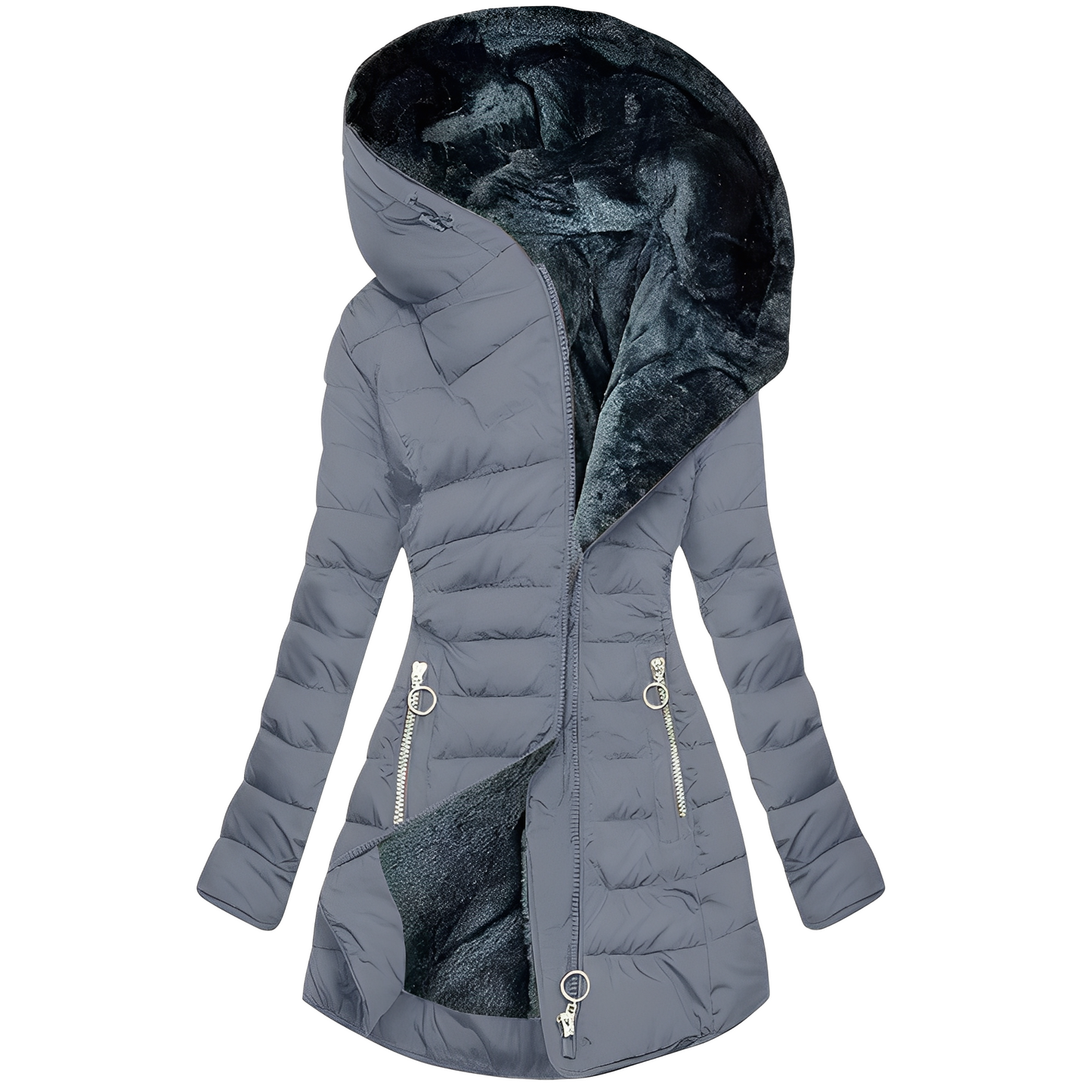 ModeGeist | Warmer Plüschmantel mit Kapuze für Frauen