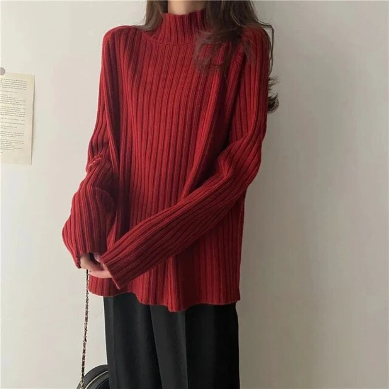 ModeGeist | Pullover mit hohem Kragen für Frauen Lang