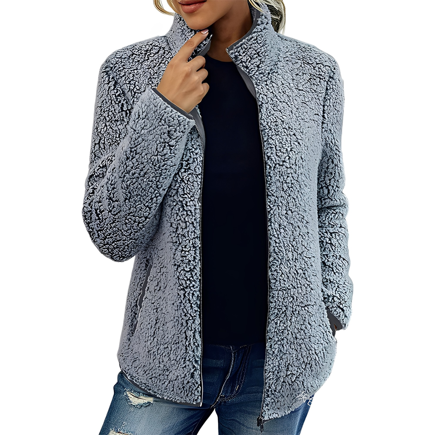 ModeGeist | Eleganter Fleece-Veloursmantel für Damen