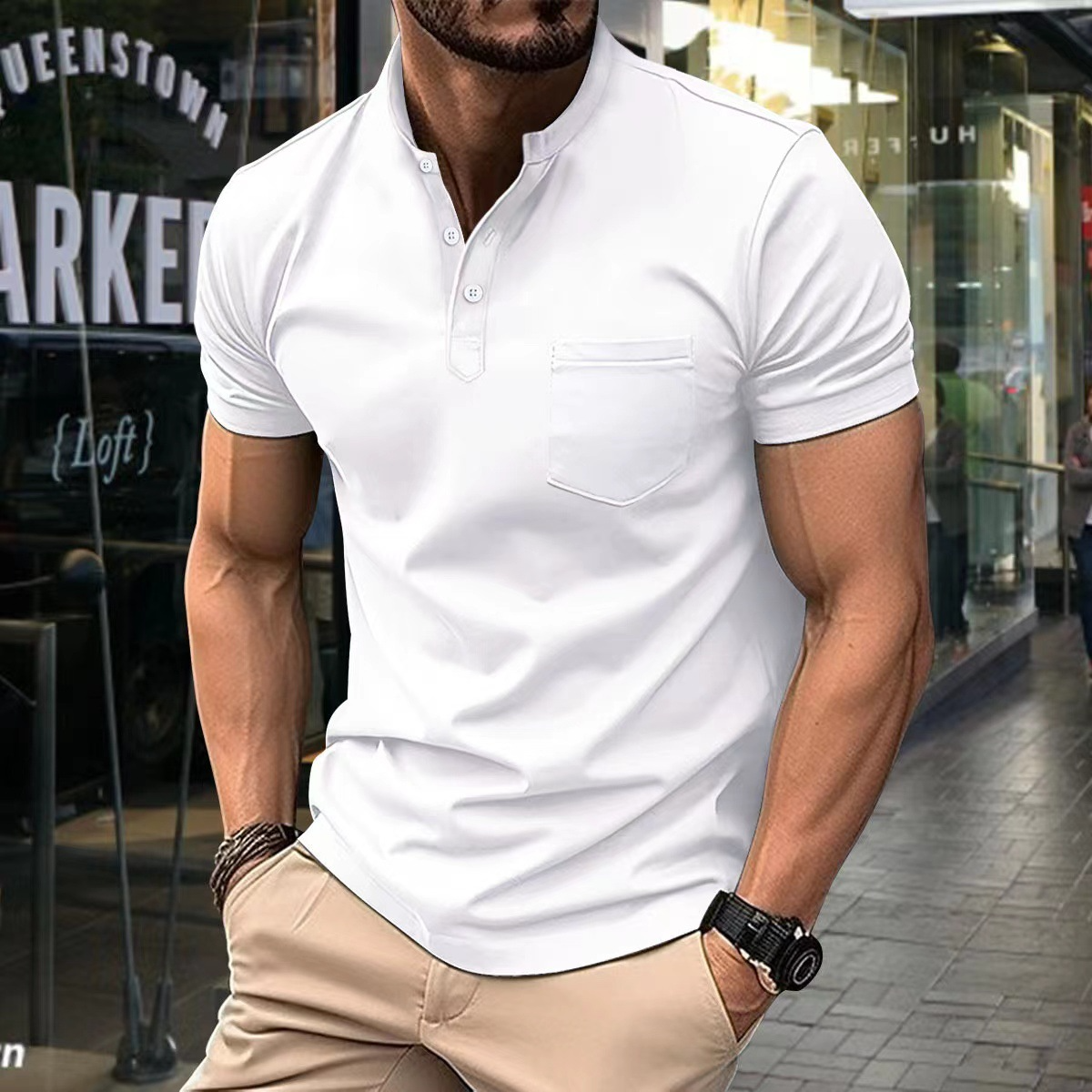 Edles Herren-Polohemd mit Stehkragen