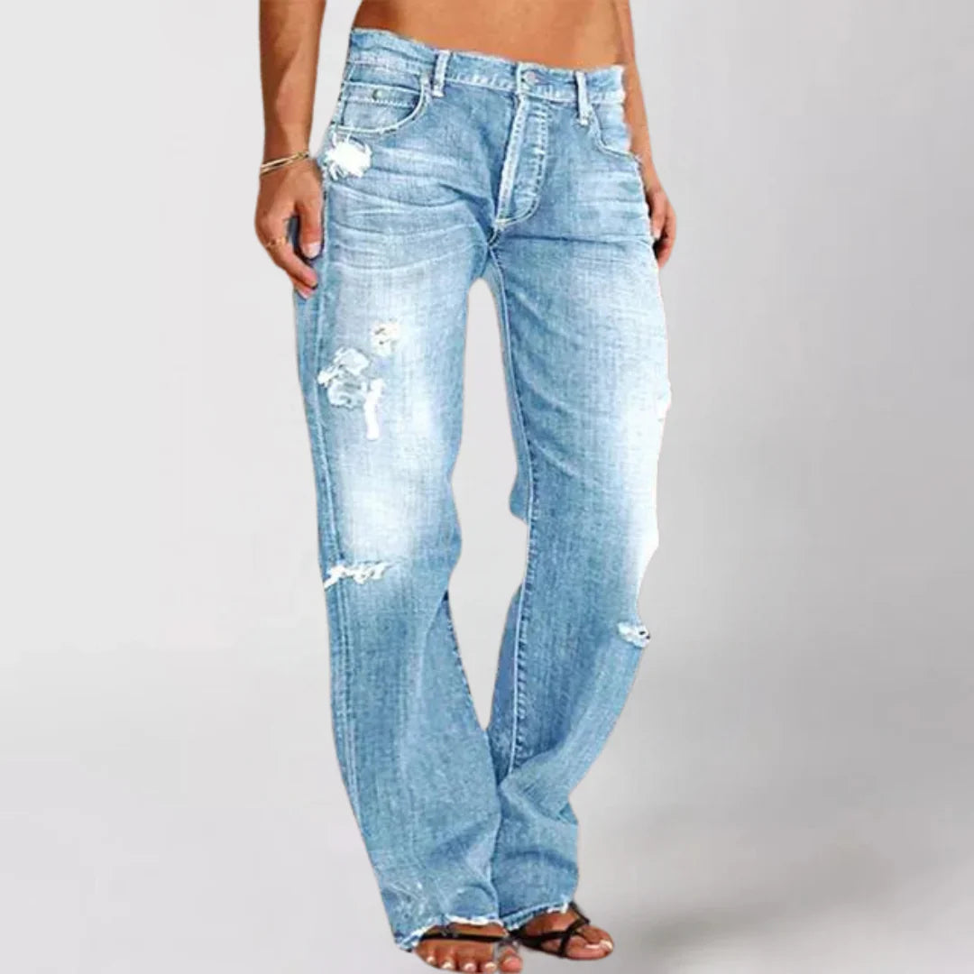 WIBKE Jeans: Weite Passform, Used-Look