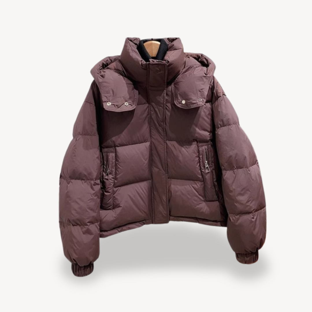 ModeGeist | Übergroße Damen Pufferjacke mit Hohem Kragen und Reißverschluss