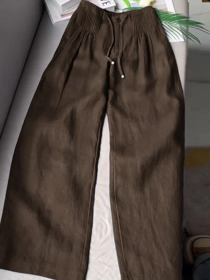 MODEGEIST Damen Wide-Leg Hose Elastikbund Leicht Fließend Entspannt