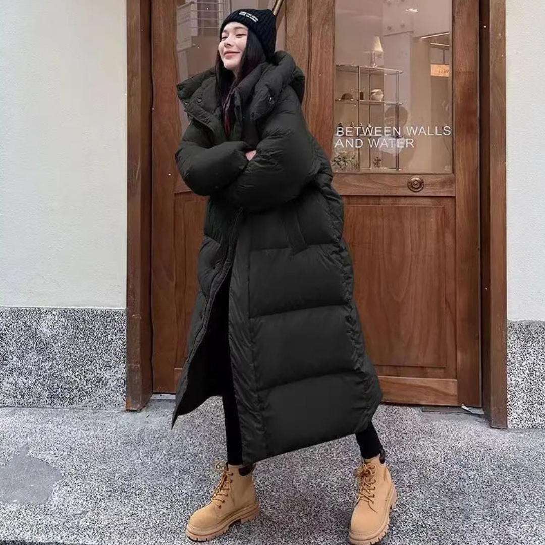 ModeGeist | Gemütlicher Winter Lange Puffer Kapuzenjacke Warm