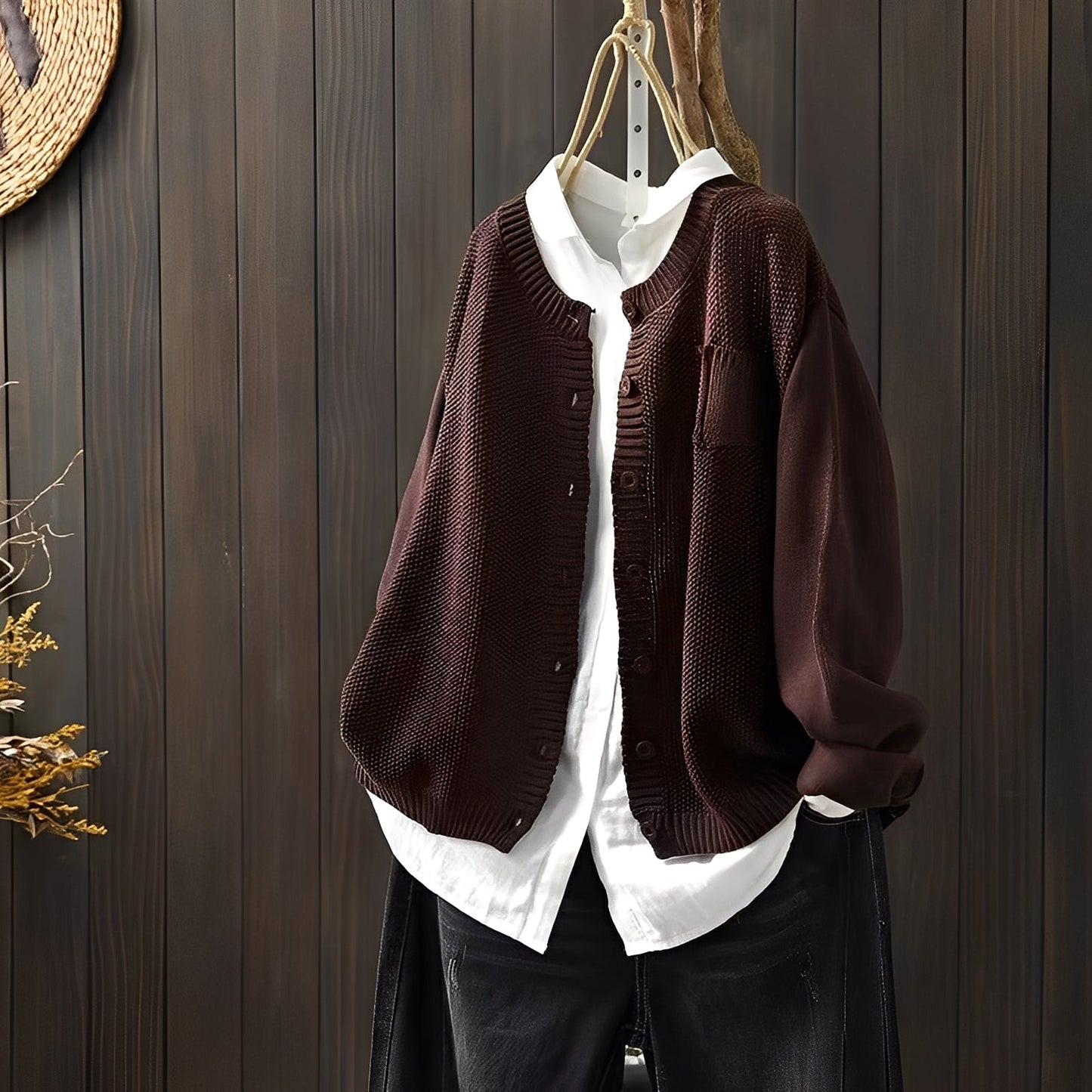 ModeGeist | Klassische, locker sitzende Strickjacke für Frauen