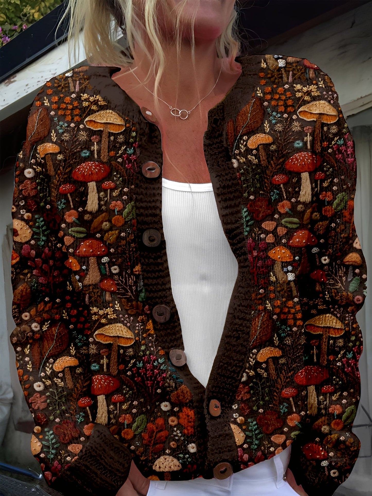 ModeGeist | Stilvolle Strickjacke mit Blumenmuster für Frauen