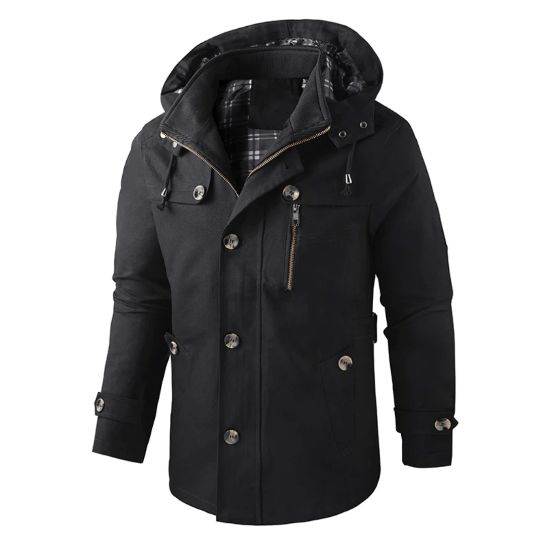Herren-Feldjacke mit Kapuze, mittelang