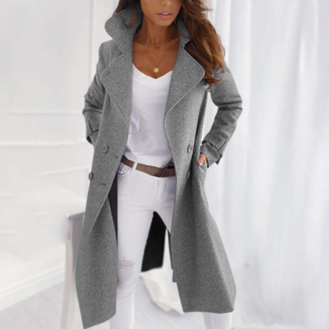 ModeGeist | Damen Mid-Length Fleece Trenchcoat