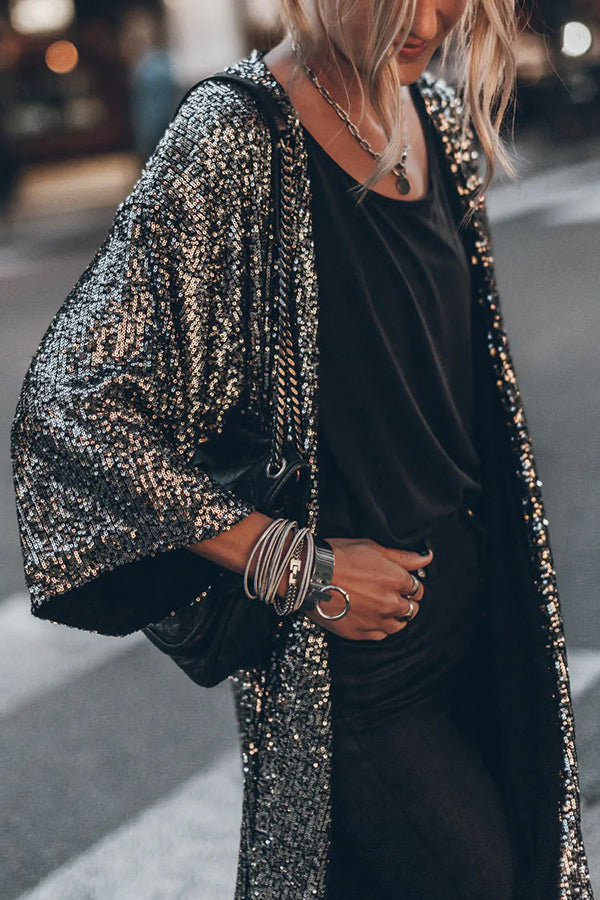 Maude: Glitzernder Cardigan-Mantel mit Pailletten