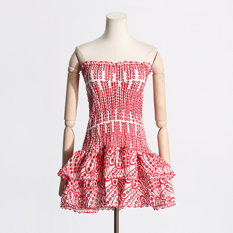 A-Linien Faltenkleid mit Rosenprint