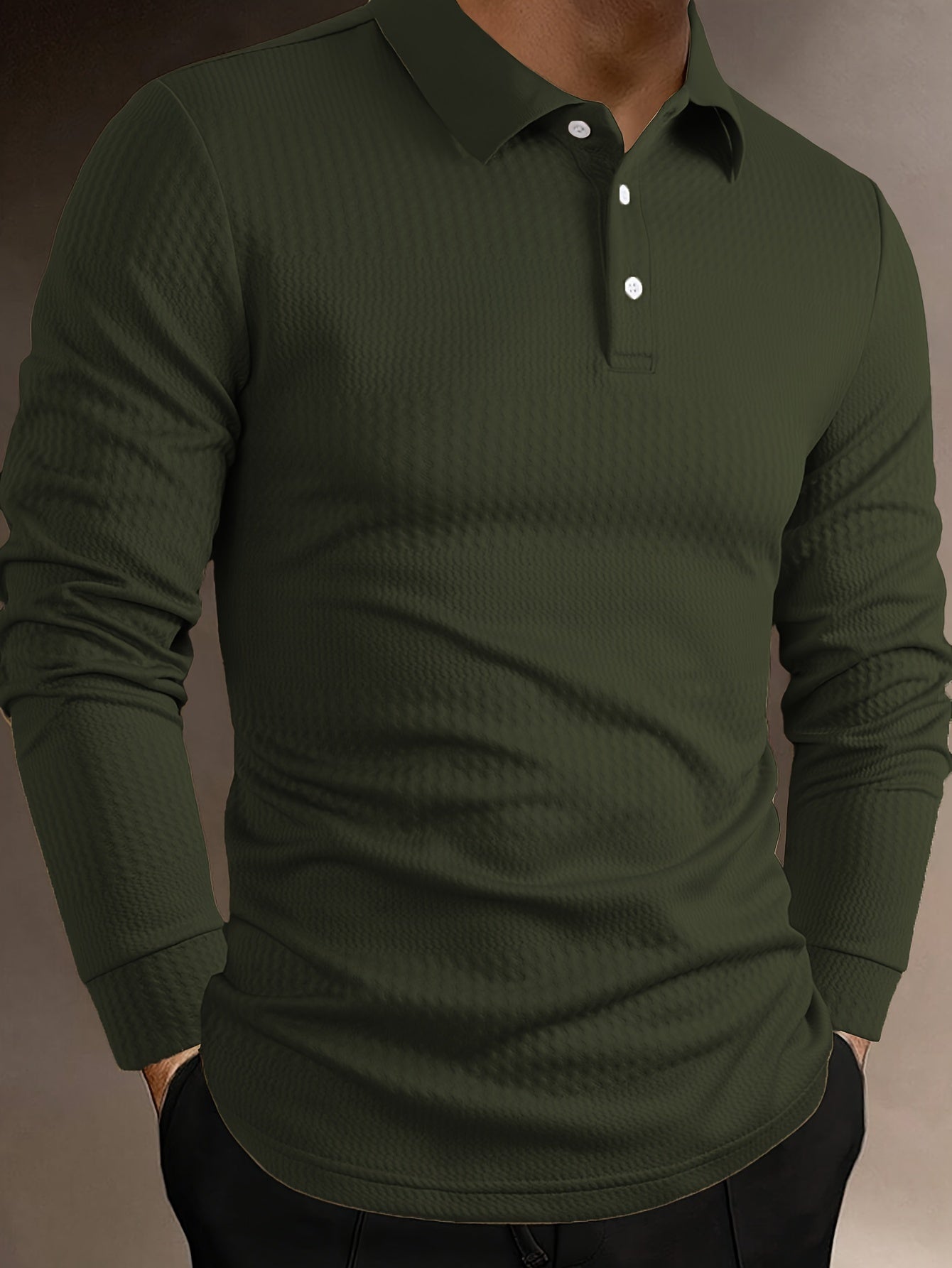 ModeGeist | Elegante Langärmelige Polo Texturiertes Design Stilvoll und Komfortabel