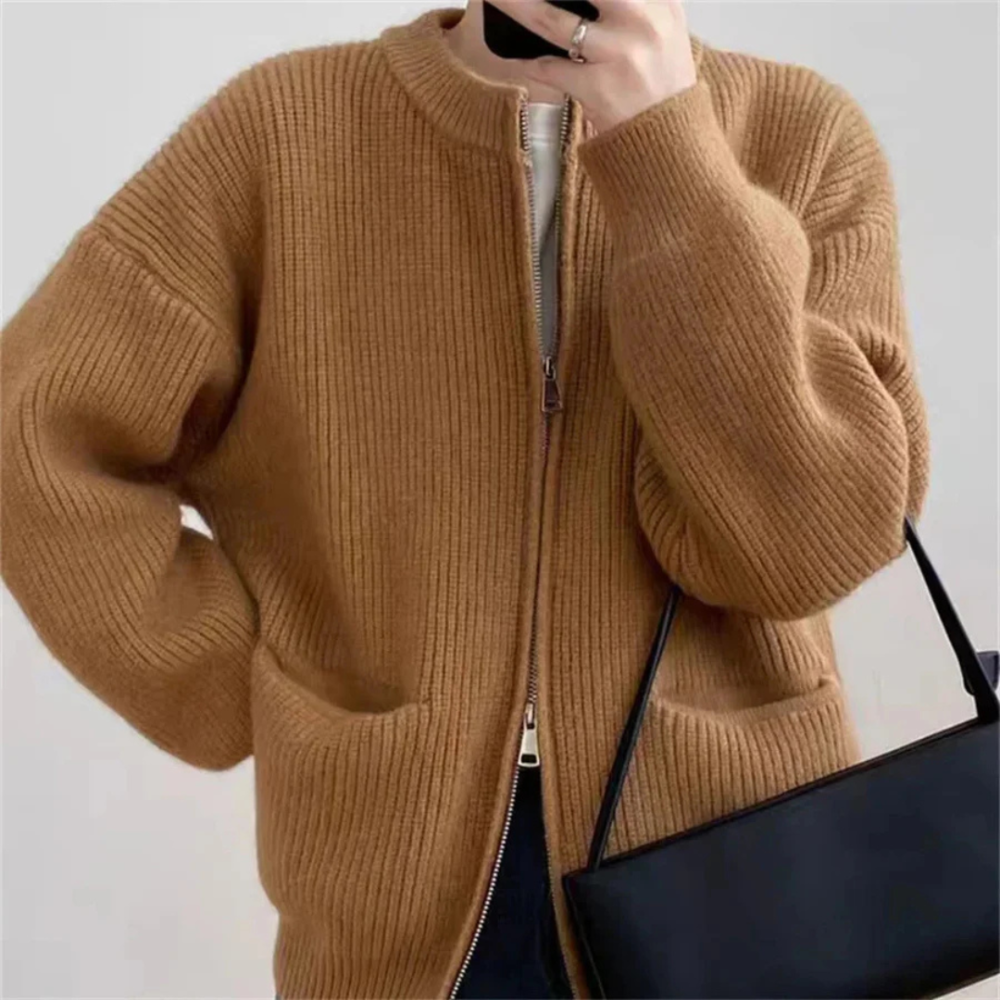 ModeGeist | Reißverschluss-Cardigan für Damen in großen Größen Komfort