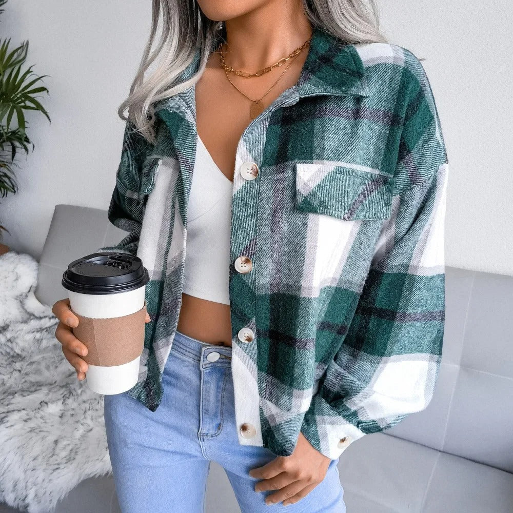 ModeGeist | Damen Sommerjacke mit Kariertem Muster, Schick und Bequem