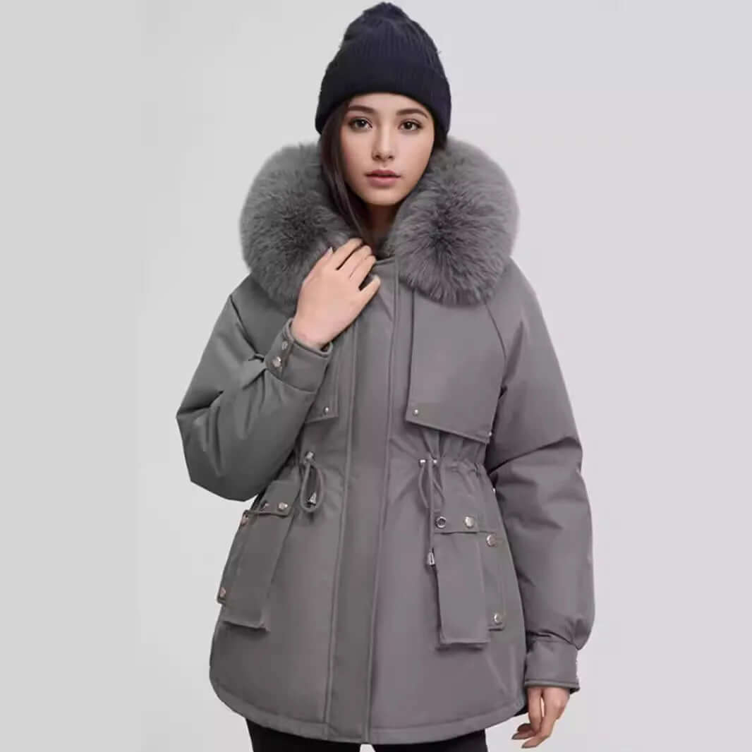 ModeGeist | Damen Winter Kunstpelzkragen Mantel