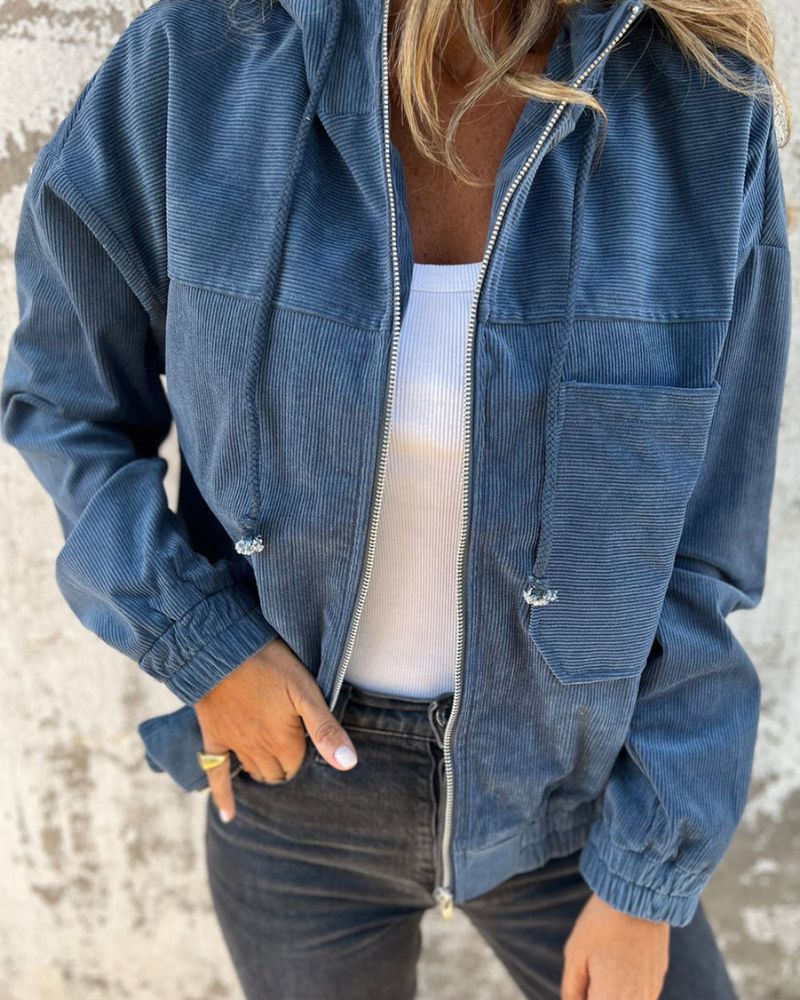 ModeGeist | leichte Cord-Jacke mit Kapuze für Damen