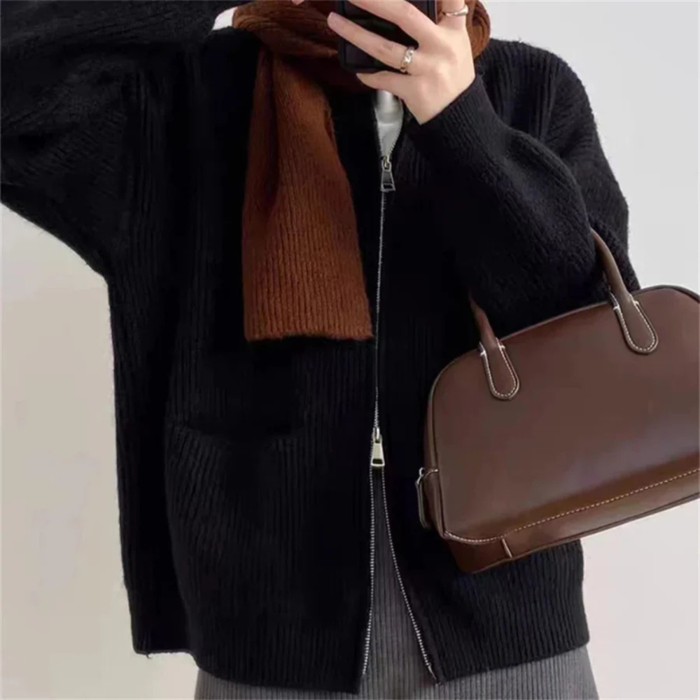 ModeGeist | Reißverschluss-Cardigan für Damen in großen Größen Komfort