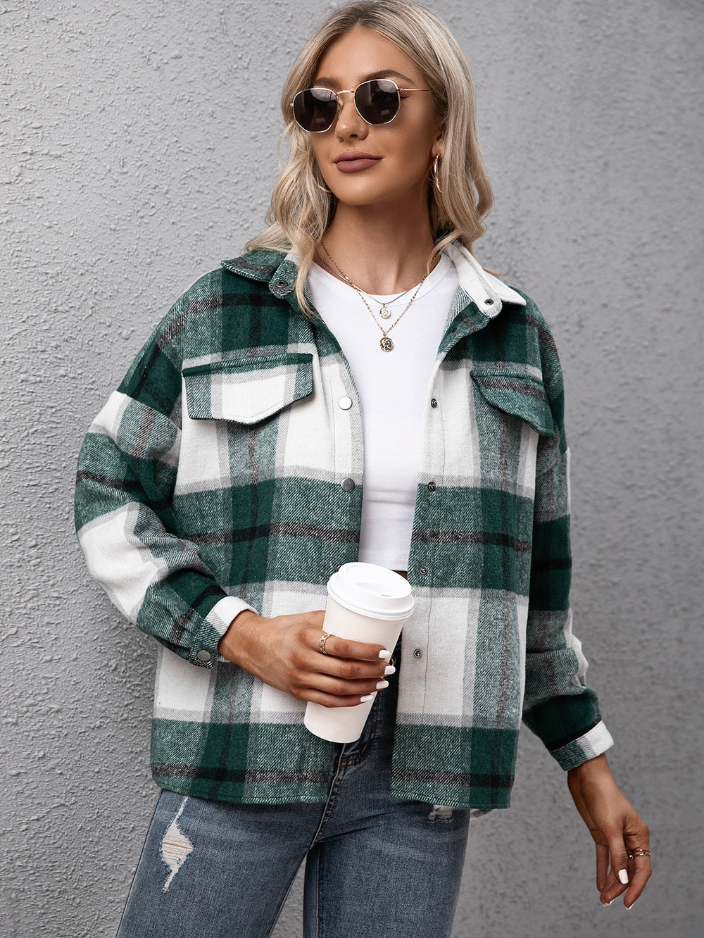 ModeGeist | Karierter Langarmhemdjacke