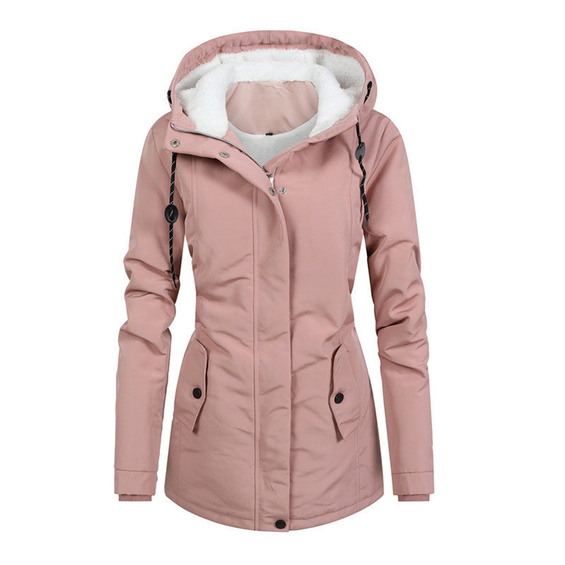 ModeGeist | Damen Fleecejacke mit Kapuze und Kordelzug