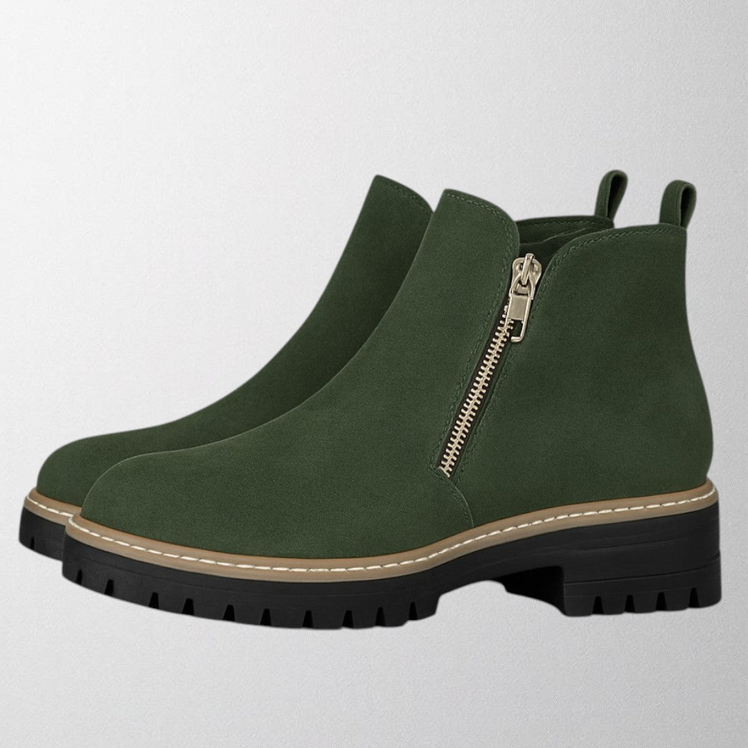 MODEGEIST Damen Schuhe Runde Spitze Seitlicher Reißverschluss