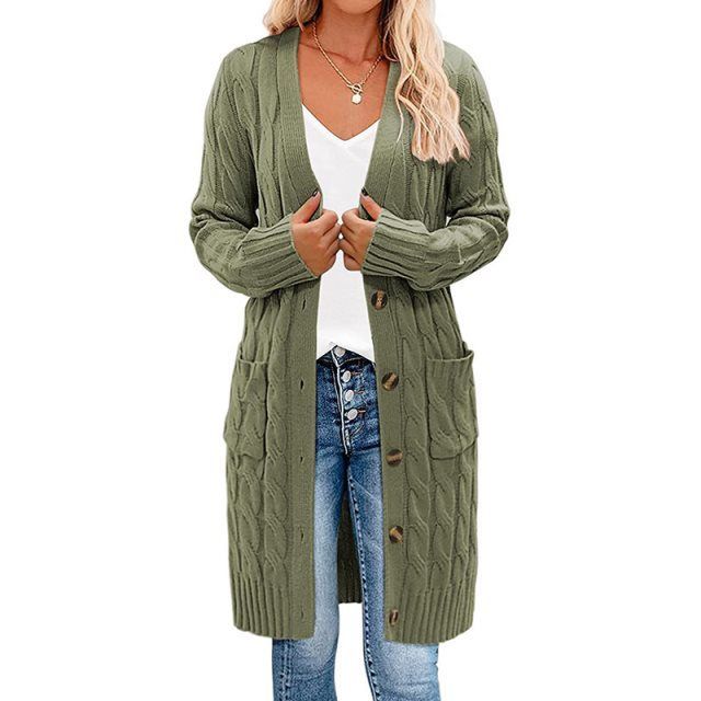 ModeGeist | Langes Wickel-Cardigan, gedreht, gestrickt und stilvoll