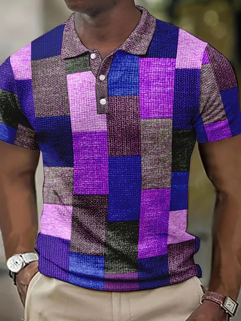 Gunter Herren Polohemd im Patchwork- und Karodesign