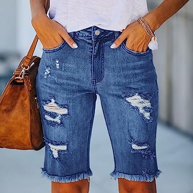 MABEL Destroyed Denim Shorts