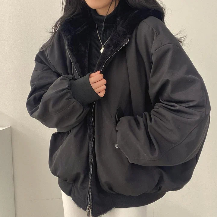ModeGeist | Dicke Parka-Kapuzenjacke mit Reibverschluss