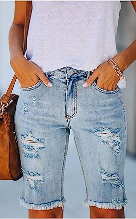 MABEL Destroyed Denim Shorts