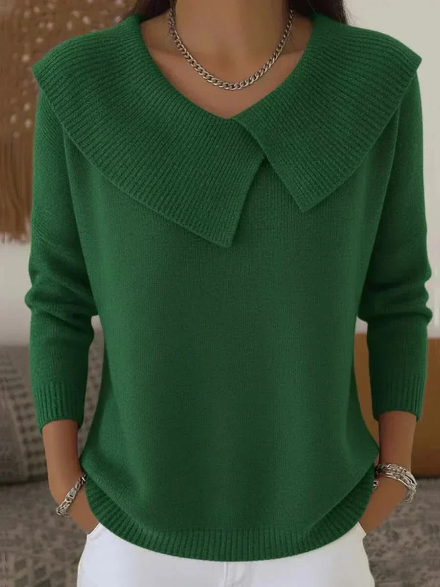 MODEGEIST Damen Pullover Gerippter Kragen Weiche Textur Vielseitig