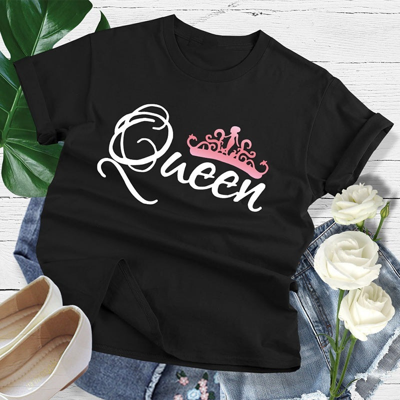 Damen T-Shirt mit Kronen-Print von Fudus | Lockerer Schnitt