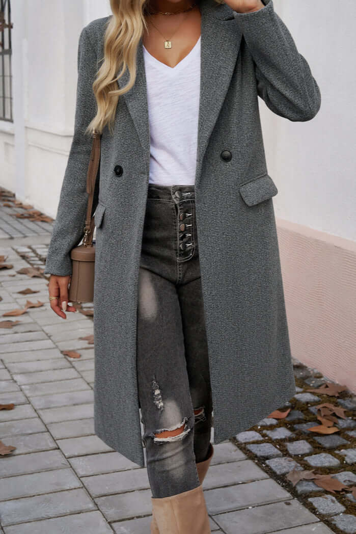 ModeGeist | Eleganter Doppelreihiger Langmantel