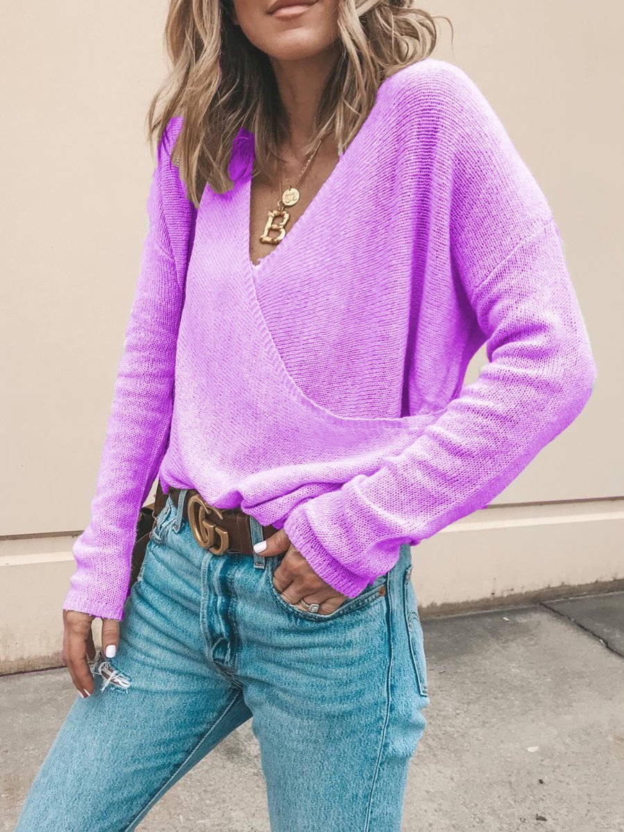 ModeGeist | Lässiger Strickpullover mit V-ausschnitt Weich und Leicht Casual Eleganz