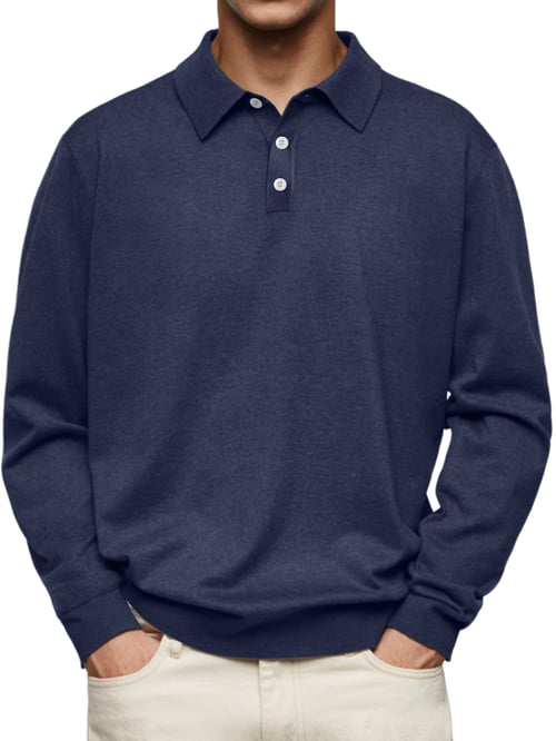 Dalvin – Casual und komfortables Langarm-Polohemd mit Revers