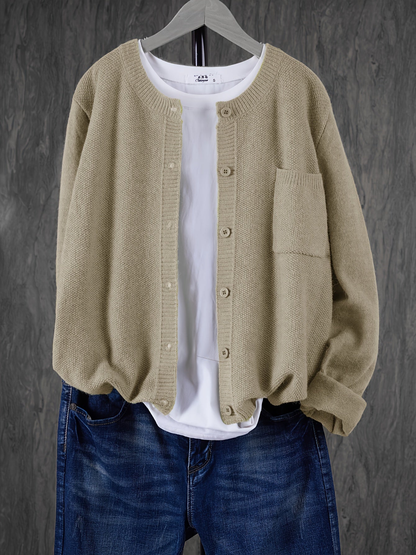Damen Strickjacke mit aufgesetzter Tasche