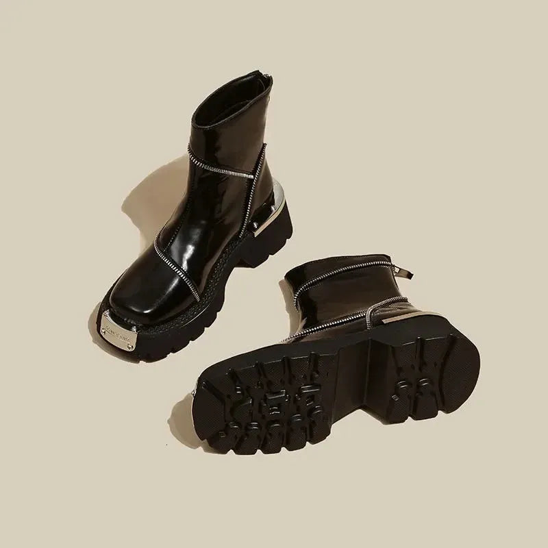 ModeGeist | Winterstiefel mit Dicker Sohle und Wasserdichtem Reißverschluss
