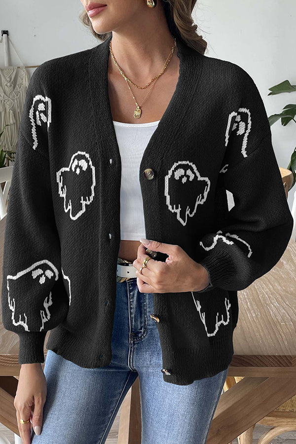 ModeGeist | Halloween-Geist Strickpullover mit Knöpfen