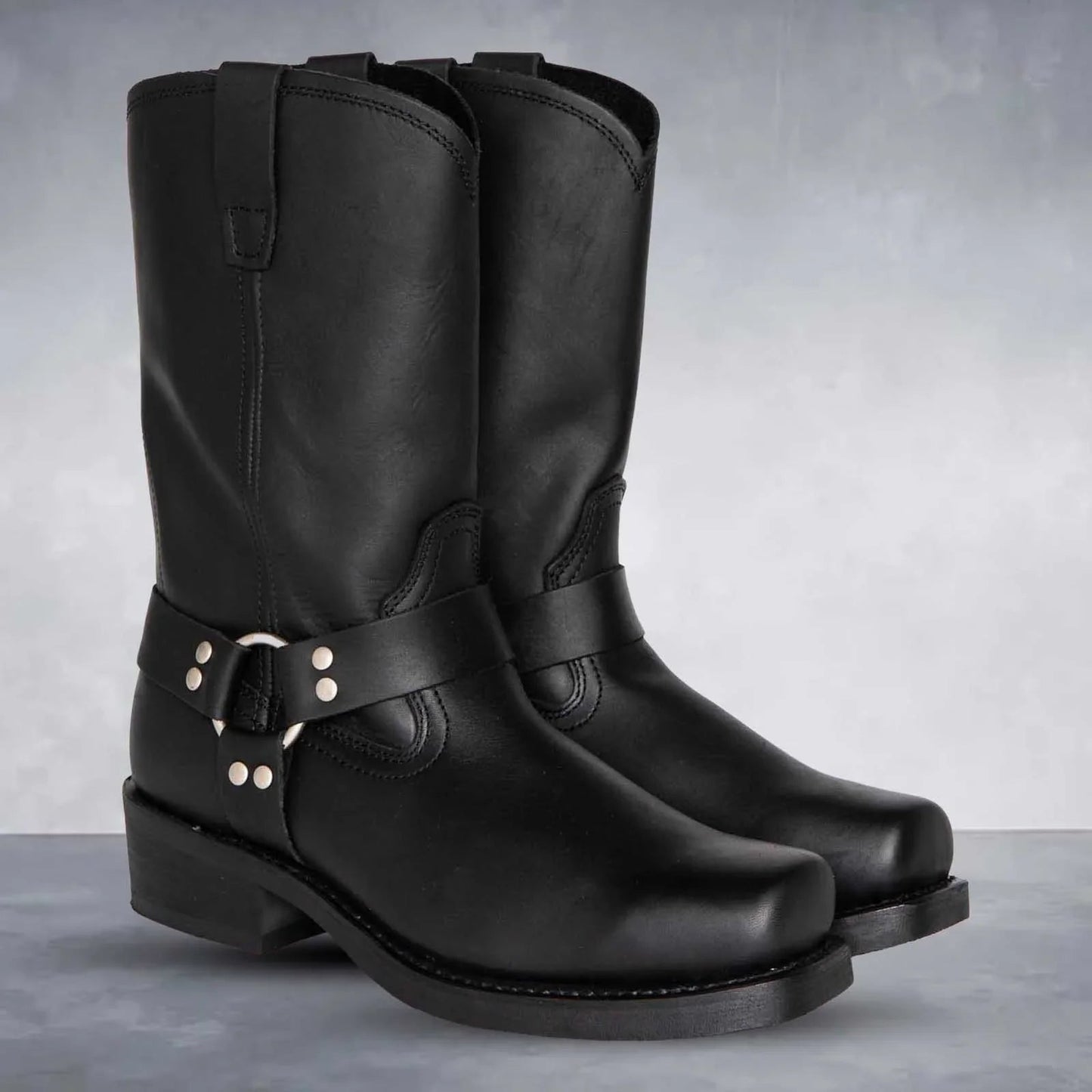 ModeGeist | Cowboy Stiefel – Leder Western Stil – Mittlere Waden – Gurt – Zum Anziehen