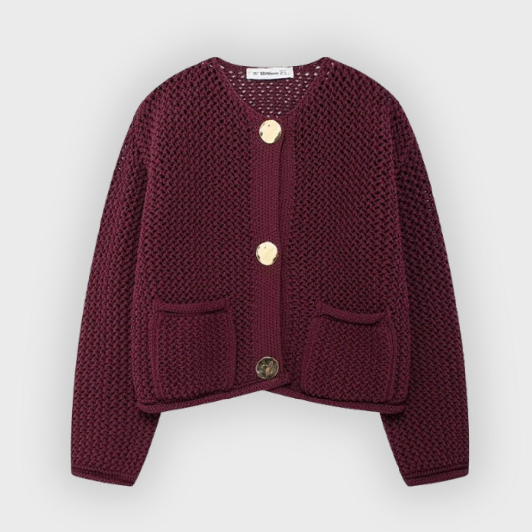ModeGeist | Mesh Strick Strickjacke mit Fronttaschen