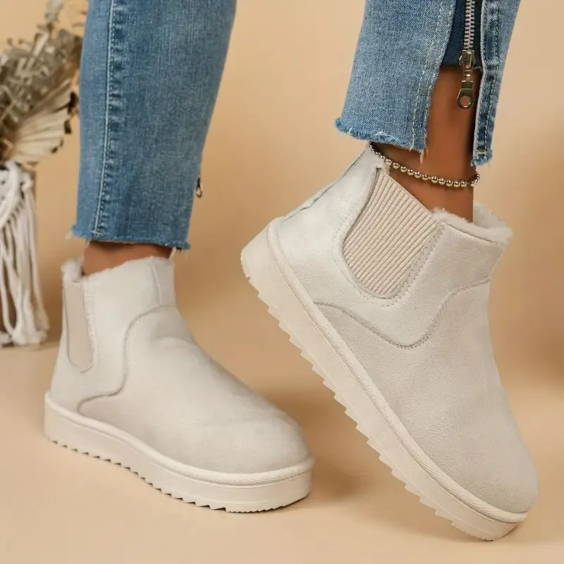 MODEGEIST Damen Ankle-Boots Unifarben Vielseitiges Design Winter