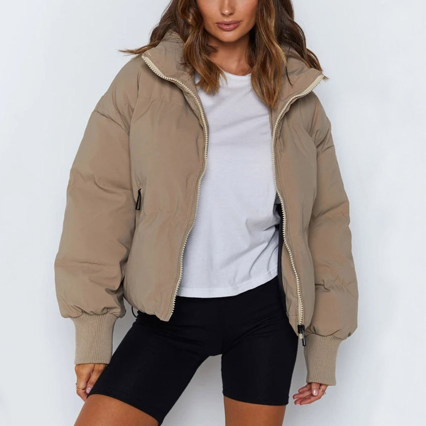 ModeGeist | Kurze Pufferjacke mit Reißverschluss - Reißverschluss