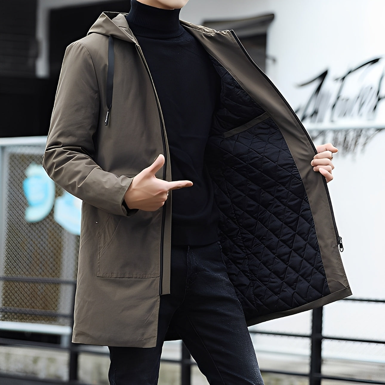 ModeGeist | Lässige, dicke, wasserdichte Jacke mit Kapuze für Herren