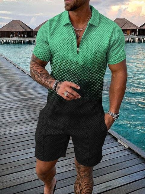 Stilvolles Herren Freizeit-Outfit mit buntem Druck