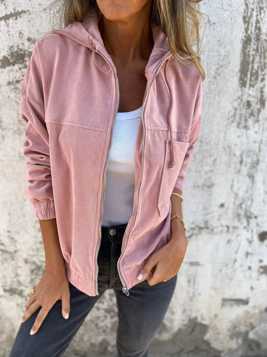 ModeGeist | Corduroy-Jacke mit Kapuze