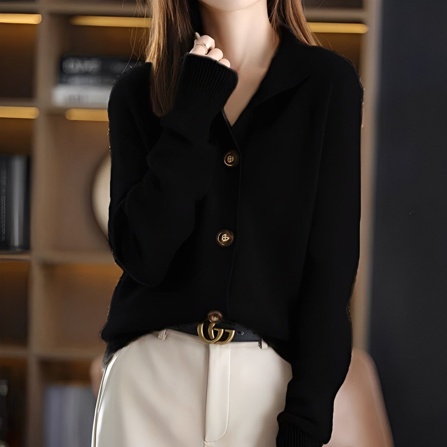 ModeGeist | Eleganter, lässig geschnittener Cardigan mit Knöpfen für Frauen